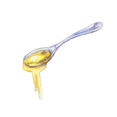 Metal spoon with honey
