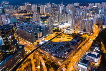 Naklejka na ściany i meble Hong Kong city at night