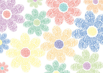Spring Background. Hand drawn flowers. Vector illustration