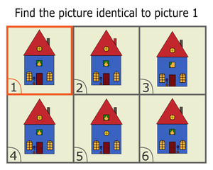 Illustration of Finding Two Identical Pictures. Educational Game for Children. Find the Same.