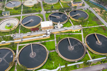 Top view of Sewage treatment plant in Hong Kong