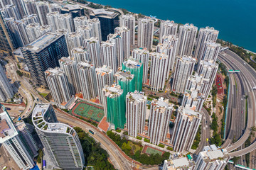 Top down view of Hong Kong city