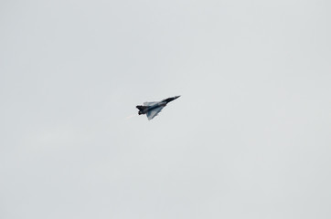 Fototapeta na wymiar Delta wing fighter plane up view 