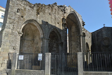 Fototapeta premium Beautiful Gothic ruins of the Church of Santo Domingo in Pontevedra. Nature, Architecture, History, Street Photography. August 19, 2014. Galicia, Spain.