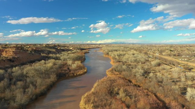 Aerial video Rio Grande New Mexico Albuquerque