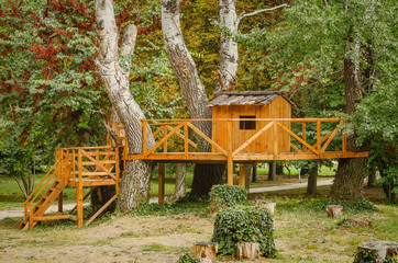 Playground between trees