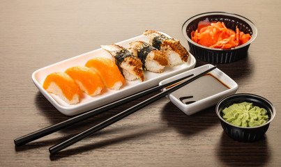 sushi set in a plate