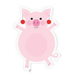sticker pig vector