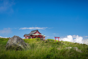 japanese shrine at mountain top