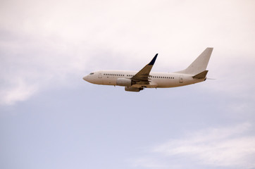 Fototapeta na wymiar Passenger airplane fly cloud sky 