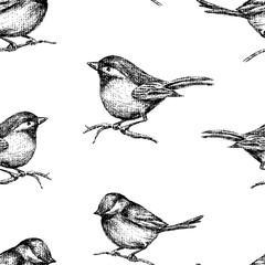 Pattern of drawn small birds