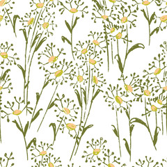 Pattern of drawn wilfflowers