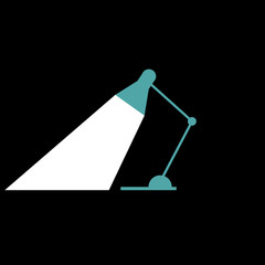 Table lamp icon isolated on black background. Table office lamp. Vector Illustration