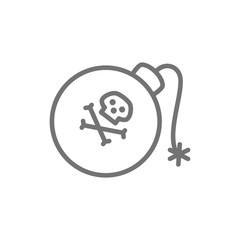 Pirate bomb, grenade, weapons line icon. Isolated on white background