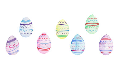Set of watercolor Easter eggs