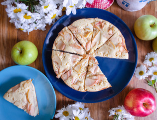 Homemade apple pie. Thanksgiving Day. Organic Apple Pie. Selective focus.