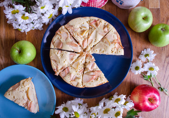 Homemade apple pie. Thanksgiving Day. Organic Apple Pie. Selective focus.