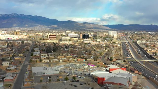 Aerial downtown city Albuquerque New Mexico 4k