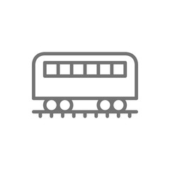 Coach on rails, train wagon, subway line icon.