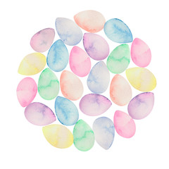 Watercolor background made of Easter eggs