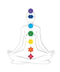 Yoga white silhouette girl in lotus position