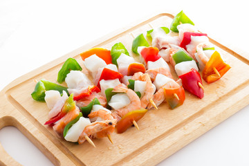 Fish and vegetable kebabs