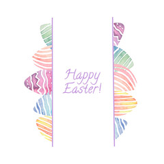 Watercolor frame of Easter eggs in bright colors