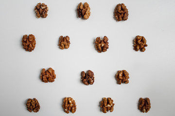 walnuts on white background