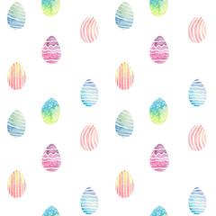 Watercolor seamless pattern with Easter eggs
