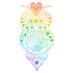  Illustration - mandala in the color of the rainbow on the theme of owl.