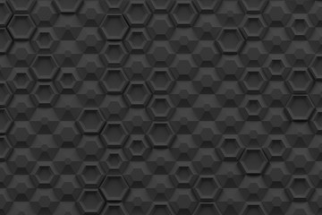 Parametric digital texture based on hexagonal grid with different volume and internal pattern 3D illustration