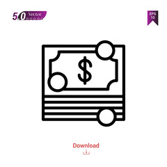 Outline money icon. money icon vector isolated on white background.marketing . Graphic design, mobile application,professions icons 2019 year, user interface. Editable stroke. EPS10 format