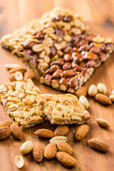 Sweet nut bars with honey.