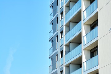 Contemporary residential building exterior in the daylight