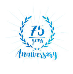 75 years anniversary celebration logo. Anniversary watercolor design template. Vector and illustration.