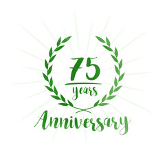 75 years anniversary celebration logo. Anniversary watercolor design template. Vector and illustration.