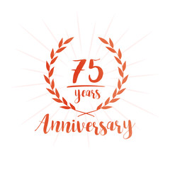 Obraz premium 75 years anniversary celebration logo. Anniversary watercolor design template. Vector and illustration.