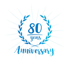 80 years anniversary celebration logo. Anniversary watercolor design template. Vector and illustration.