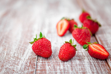strawberry isolated on a wood background