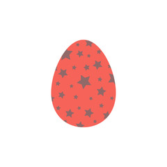 Easter egg with a geometric pattern of stars. Happy Easter.  Vector illustration isolated on white background.