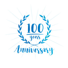 100 years anniversary celebration logo. Anniversary watercolor design template. Vector and illustration.