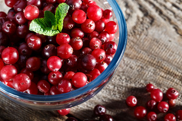 crop of cranberries on the table