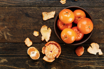 peeled mandarin on the table