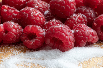 Raspberry. Fruits. Sugar. Detail. Macro. Red
