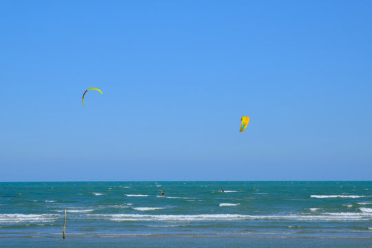 kite surfing on beach