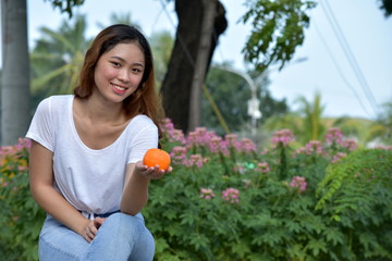 Female And Happiness With Fruit