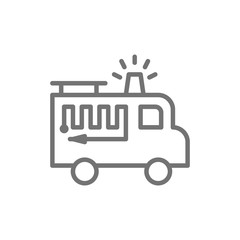 Fire truck with flasher line icon. Isolated on white background