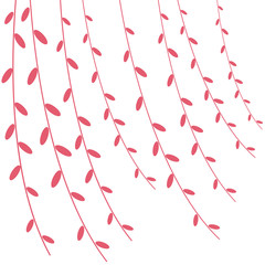 Branches willow object. Vector illustration. Leaves and branches of the plant. Pink branches. © Тереса Пономарева