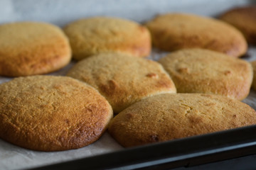 homemade typical Dutch food from the oven, called eierkoek