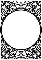 Vector circular ornament in modern style. Black drawing on white background.